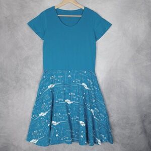 Princess Awesome Dress Womens 8 Blue Boy Wonder Space Print Skater Pockets